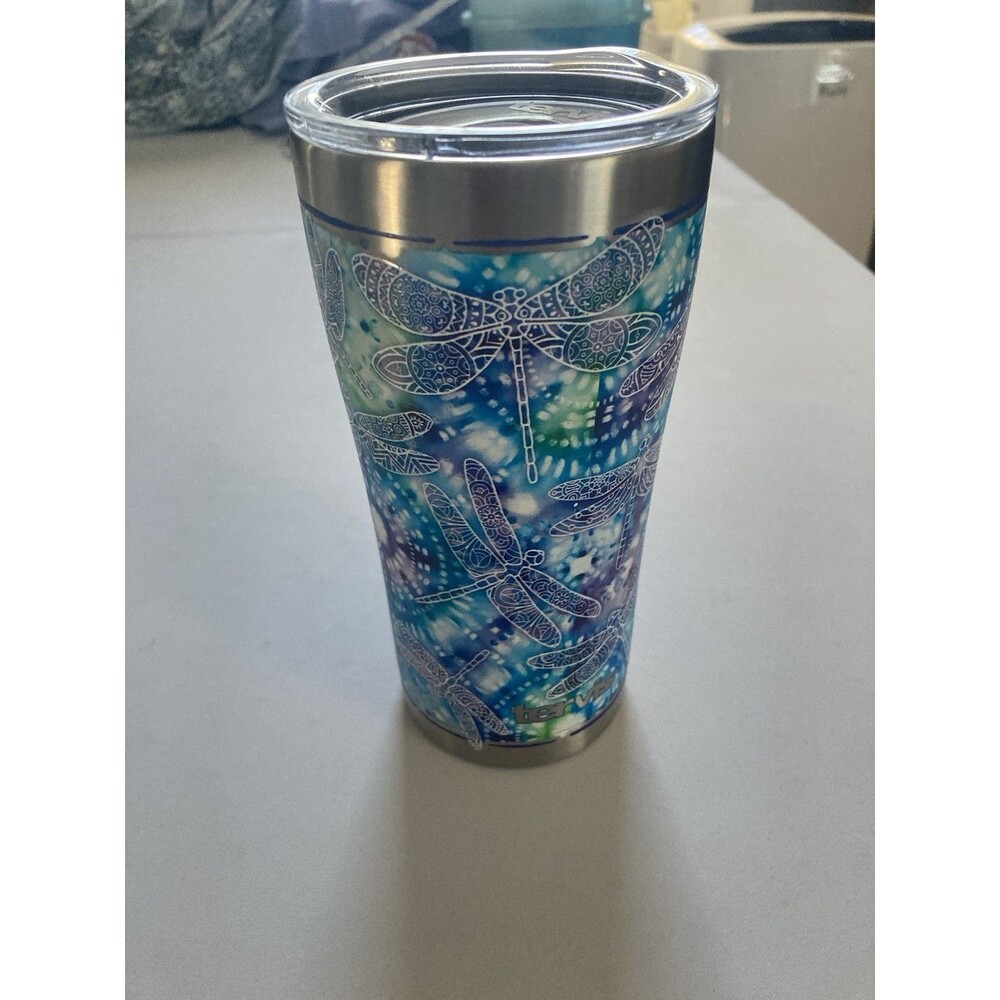 Tervis tumbler Blue Dragonflies 20 Ounces Good Condition Tie Dye Dragonflies